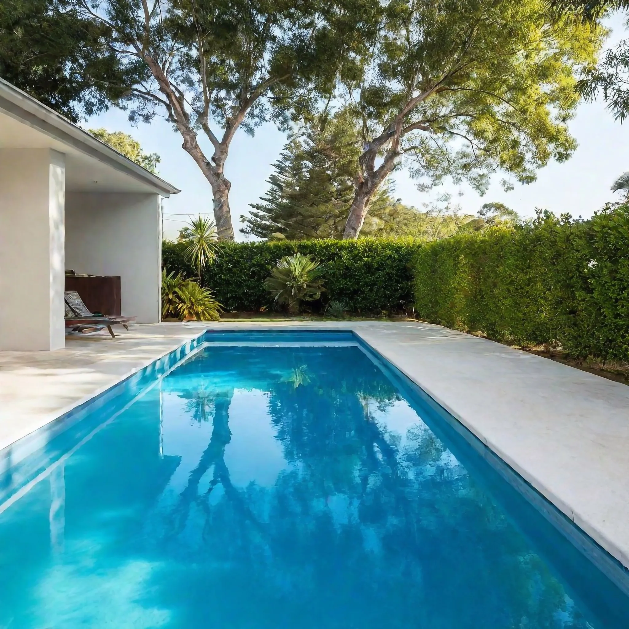 Backyard swimming pool with a concrete surround