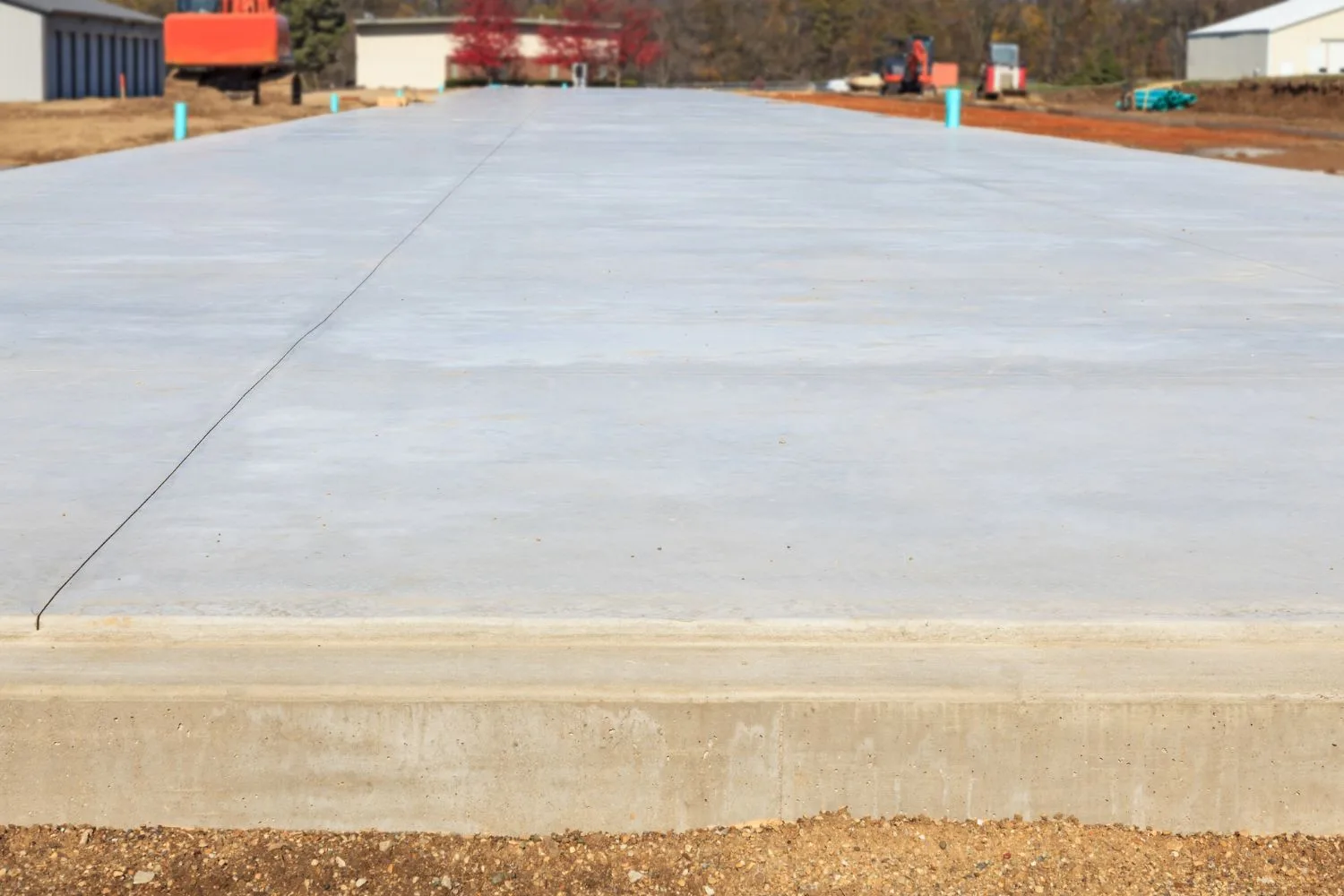 Freshly poured concrete slab on a residential site